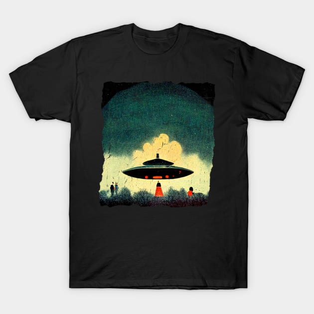 UFO Alien Abduction Vintage T-Shirt by vladocar